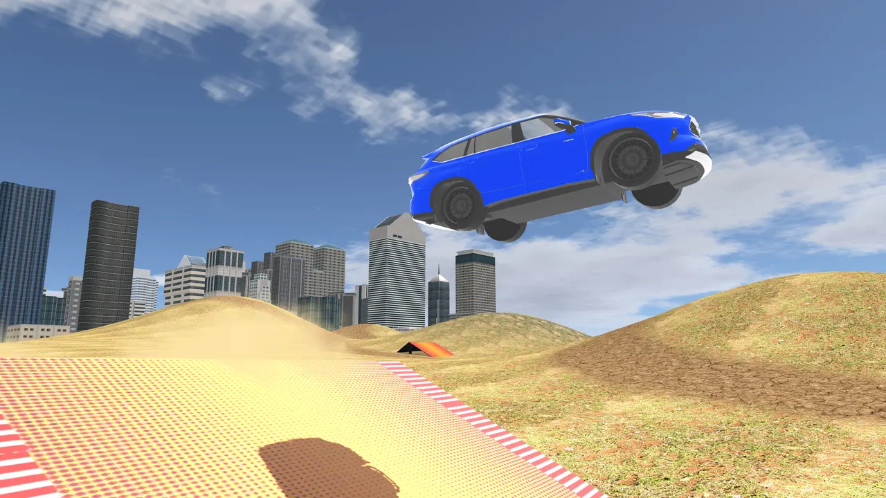 An SUV jumping on an off-road track