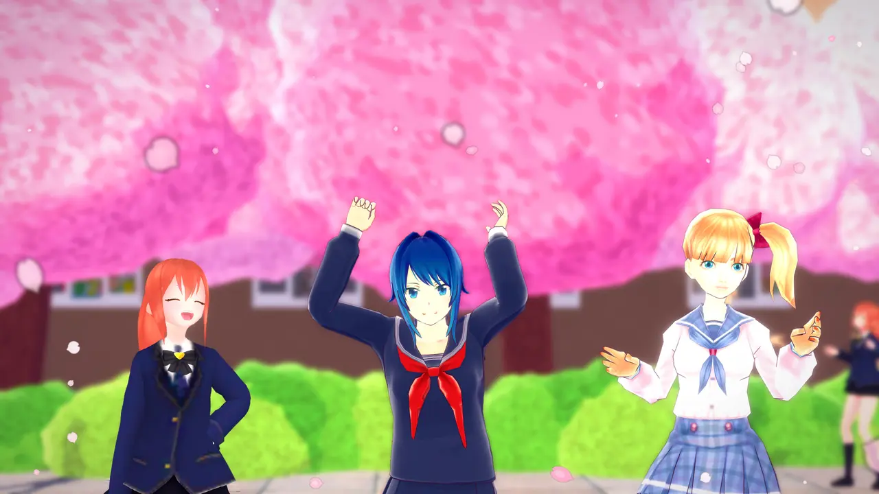 Anime students from Yumi: Anime High School Sim
